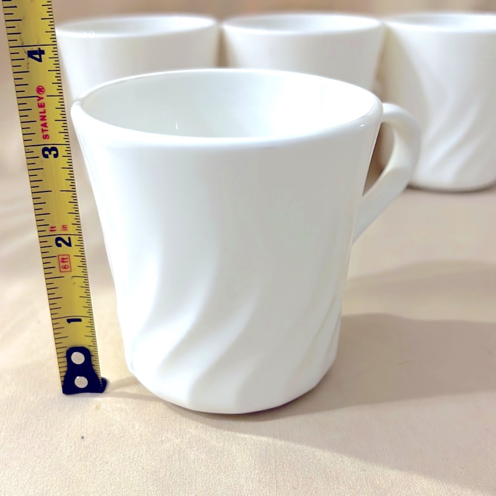 COPY - Set of 4 Corelle WHITE SWIRL STONEWARE 8 Oz MUG A1261